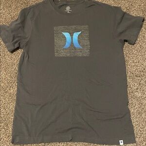 Hurley Men's Charcoal Tee with Blue Icon